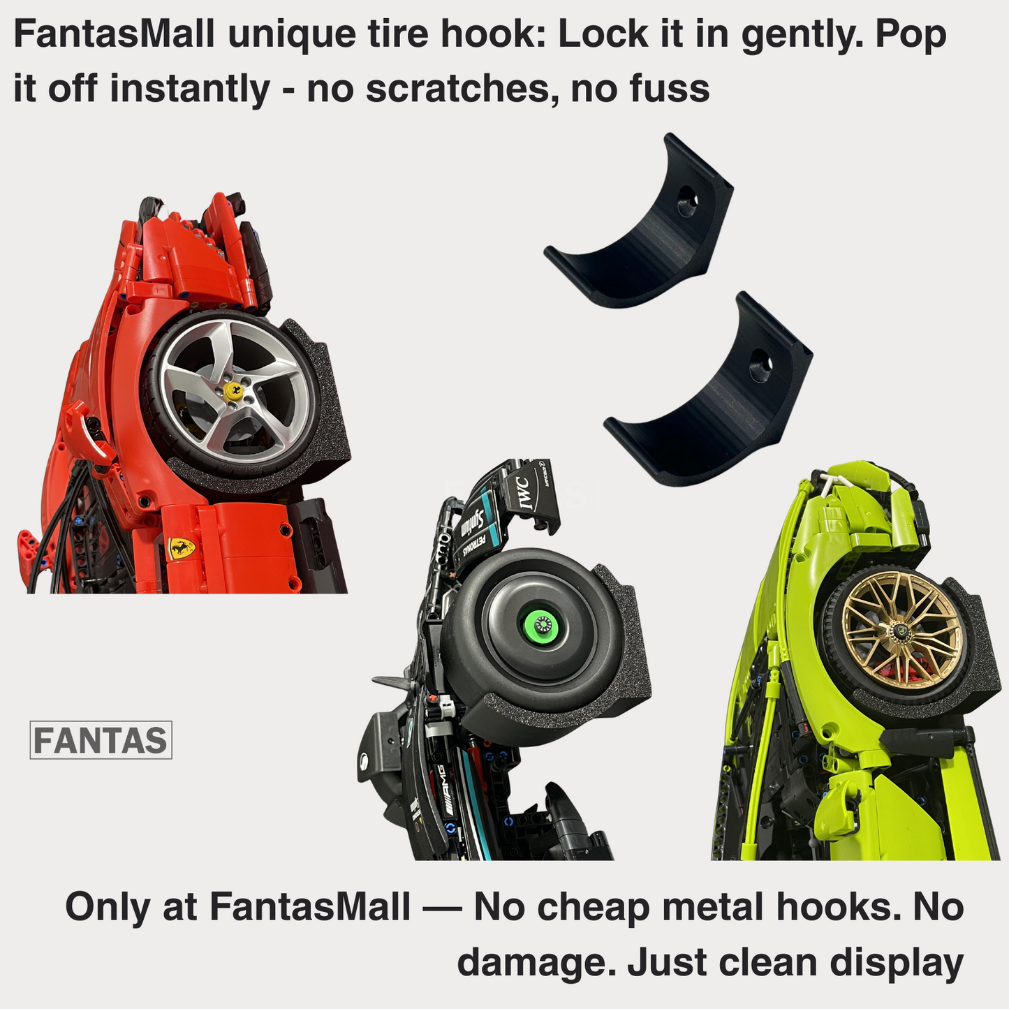 Classic Leather Wall Mount Display for Compact LEGO® Technic™ Carbon Fiber Black