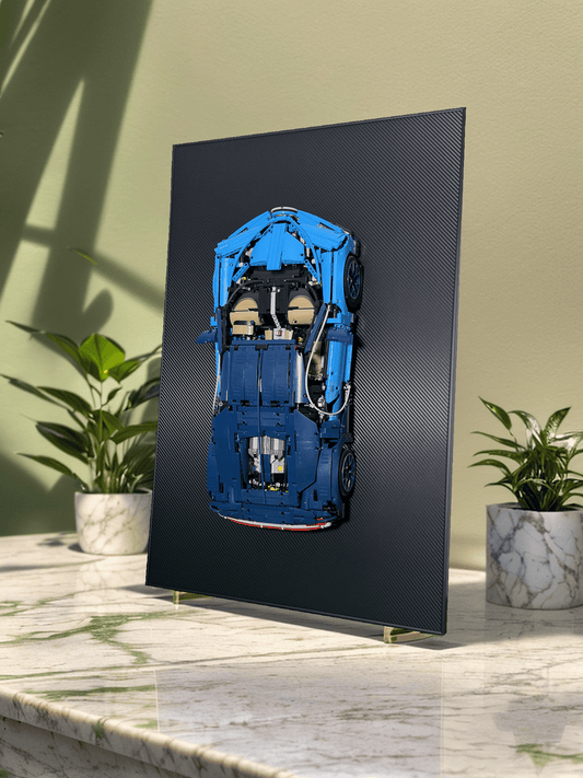 Acrylic Carbon Fiber Black Wall Mount Display Frame for LEGO Bugatti Chiron 42083
