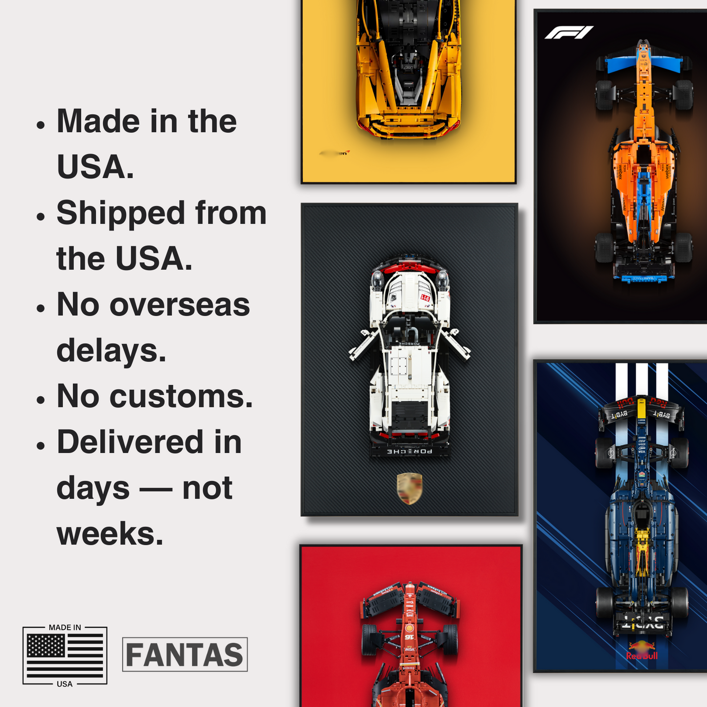 Acrylic Top-Speed Wall Mount Display for LEGO® Technic™ Ferrari F1 42207 V2
