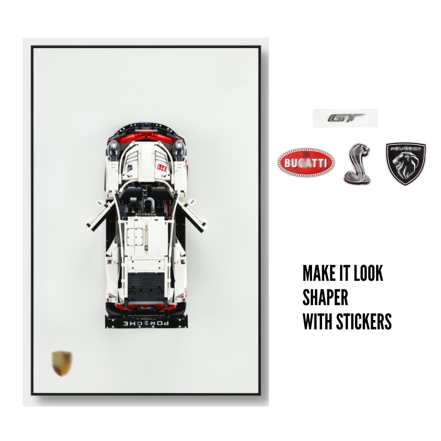 Classic Leather Wall Mount Display for LEGO® Technic™ Peugeot Le Mans Hybrid Hypercar 42156
