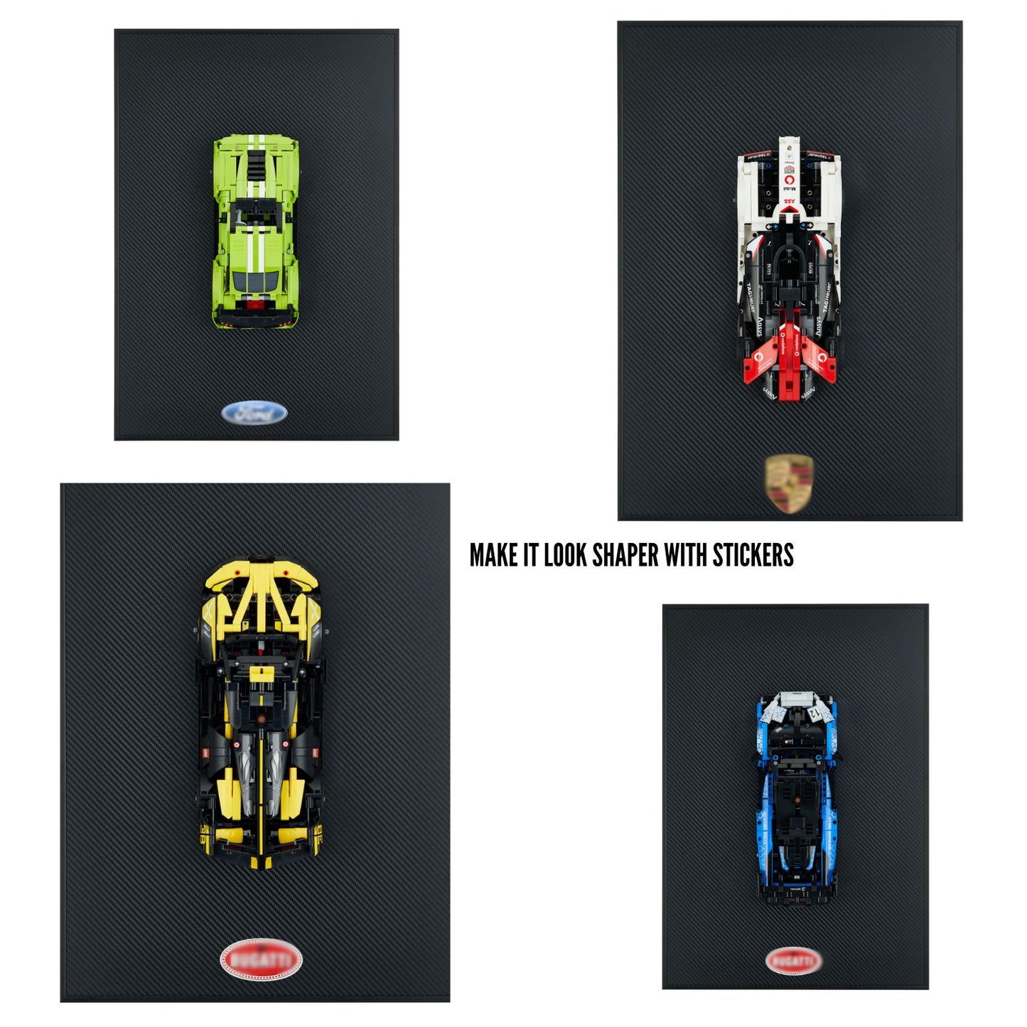 Classic Leather Wall Mount Display for Compact LEGO® Technic™ Carbon Fiber Black