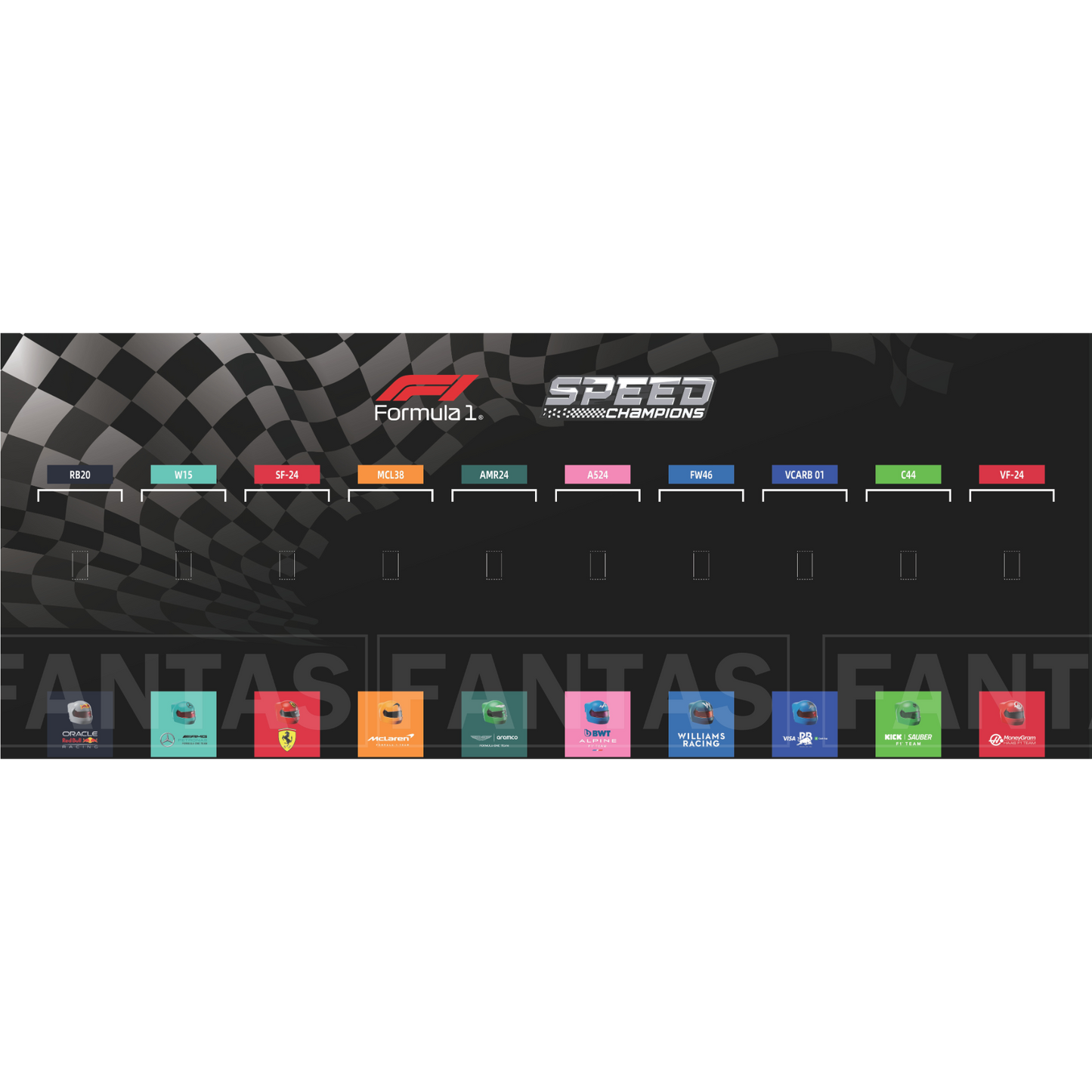 Acrylic Top-Speed Wall Mount Frame/Display for LEGO® F1 Speed Champions Race Car