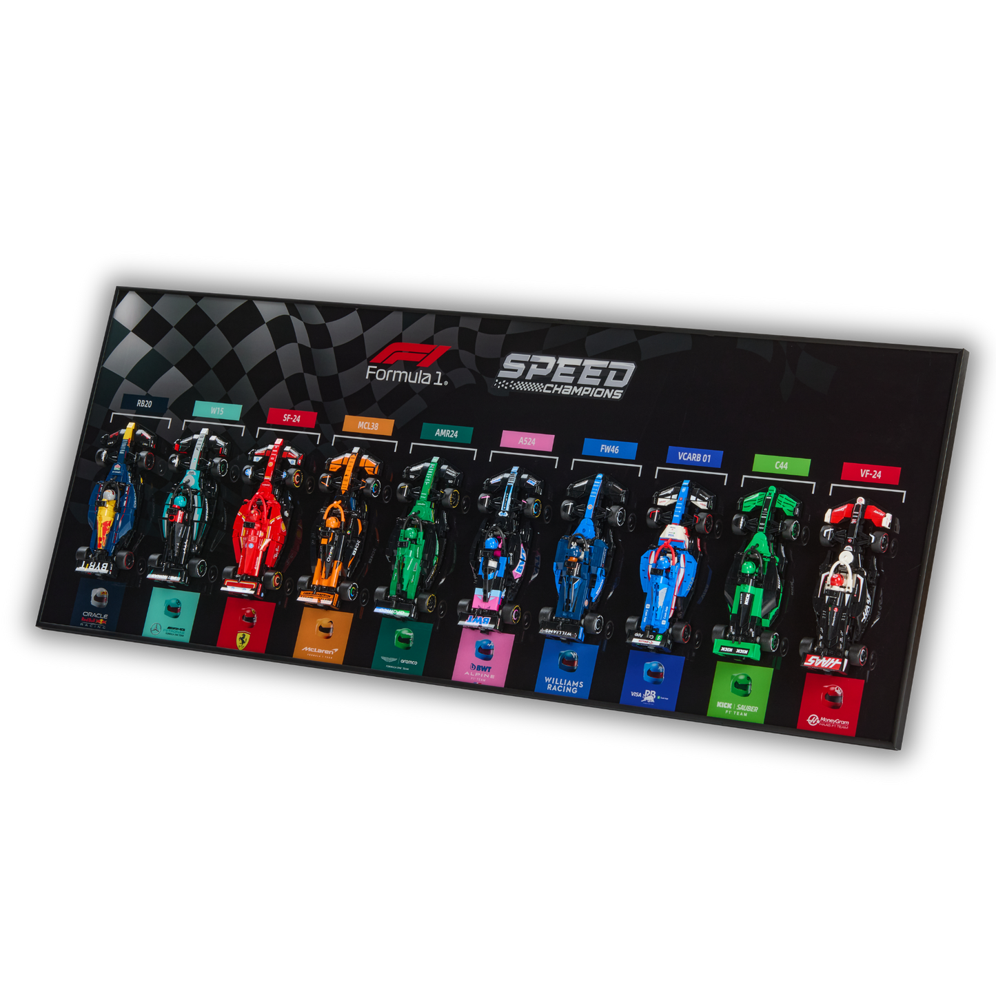 Acrylic Top-Speed Wall Mount Frame/Display for LEGO® F1 Speed Champions Race Car