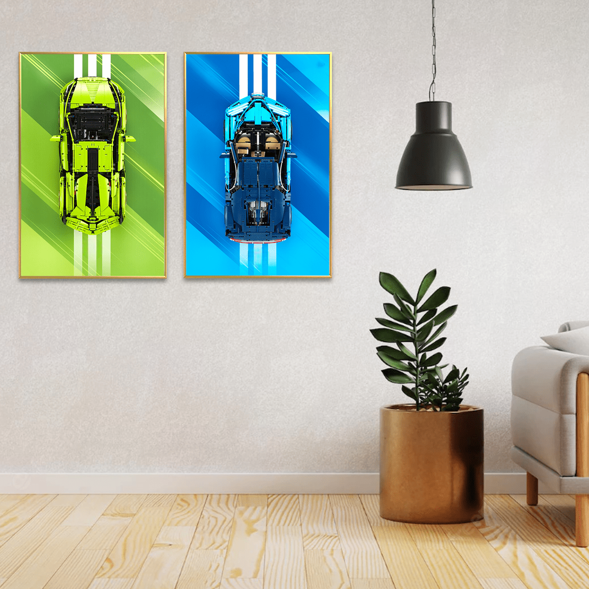 Acrylic Top-Speed Wall Mount Display for LEGO® Technic™ Bugatti Blue