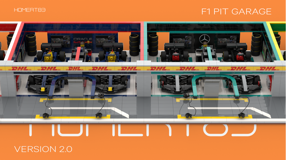 F1 Modular Pit Lane Garage MOC | LEGO Speed Champions Display MOC-222677