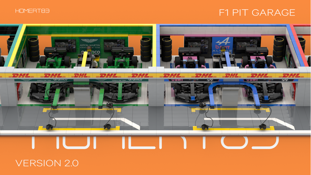 F1 Modular Pit Lane Garage MOC | LEGO Speed Champions Display MOC-222677