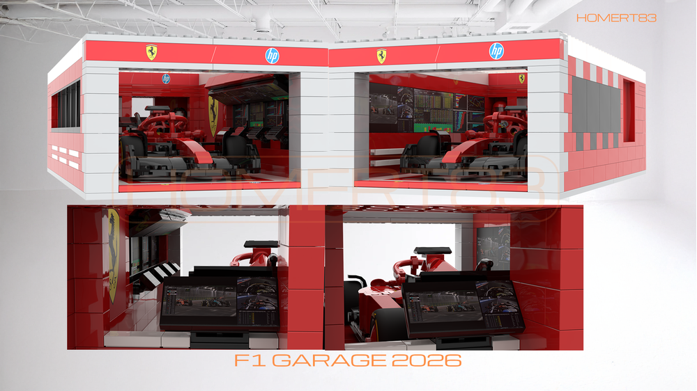 F1 Modular Pit Garage MOC-251570 | 2026 Season Display for LEGO