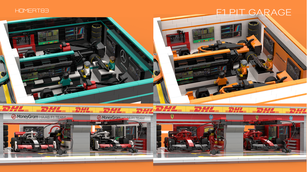F1 Modular Pit Lane Garage MOC | LEGO Speed Champions Display MOC-222677