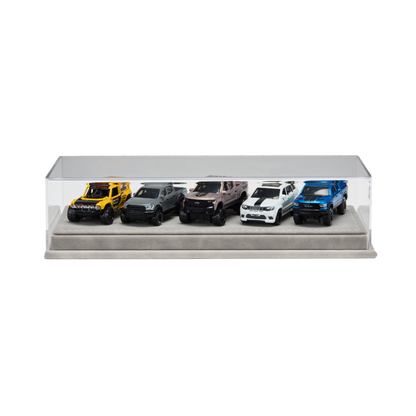 Premium Seamless Acrylic Display Case for Diecast Cars | Dustproof One-Piece Hot-Bending Showcase with Textured Base (1 / 3 / 5 / 10 Cars)
