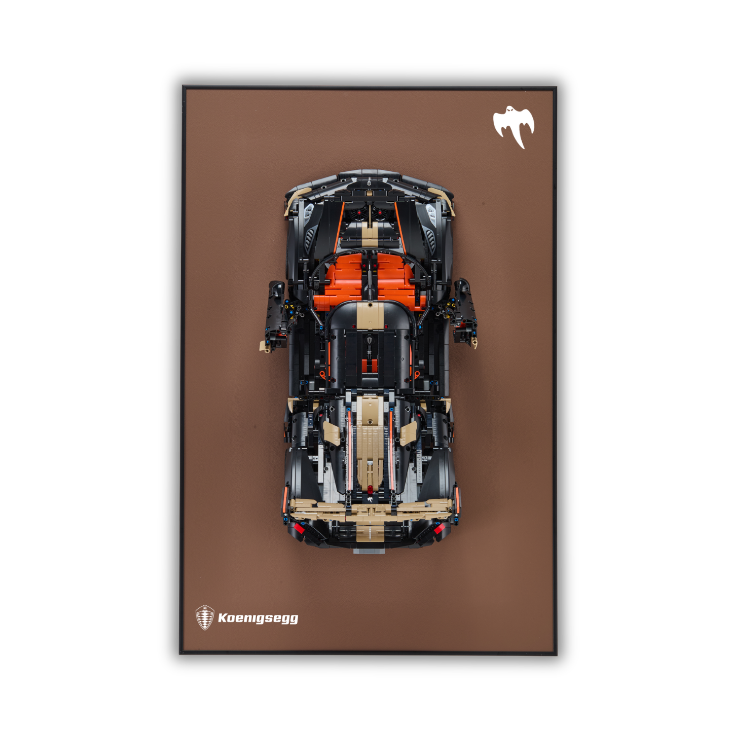 Classic Brown Leather Wall Mount Display for LEGO® Technic™ White Koenigsegg Sadair's Spear Megacar 42232