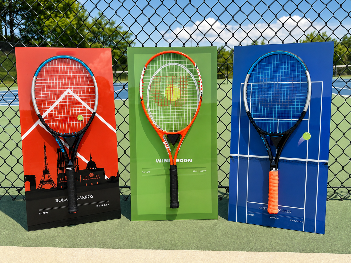 FantasMall Frameless Tennis Racket Display Board/ Wall Mount Tennis Frame