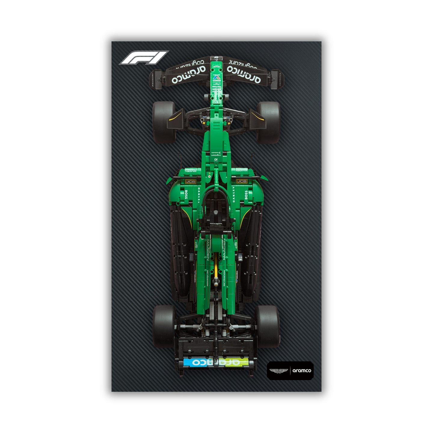 Acrylic Slim Carbon Fiber Black Wall Mount Display for LEGO Aston Martin Aramco AMR25 F1 42240
