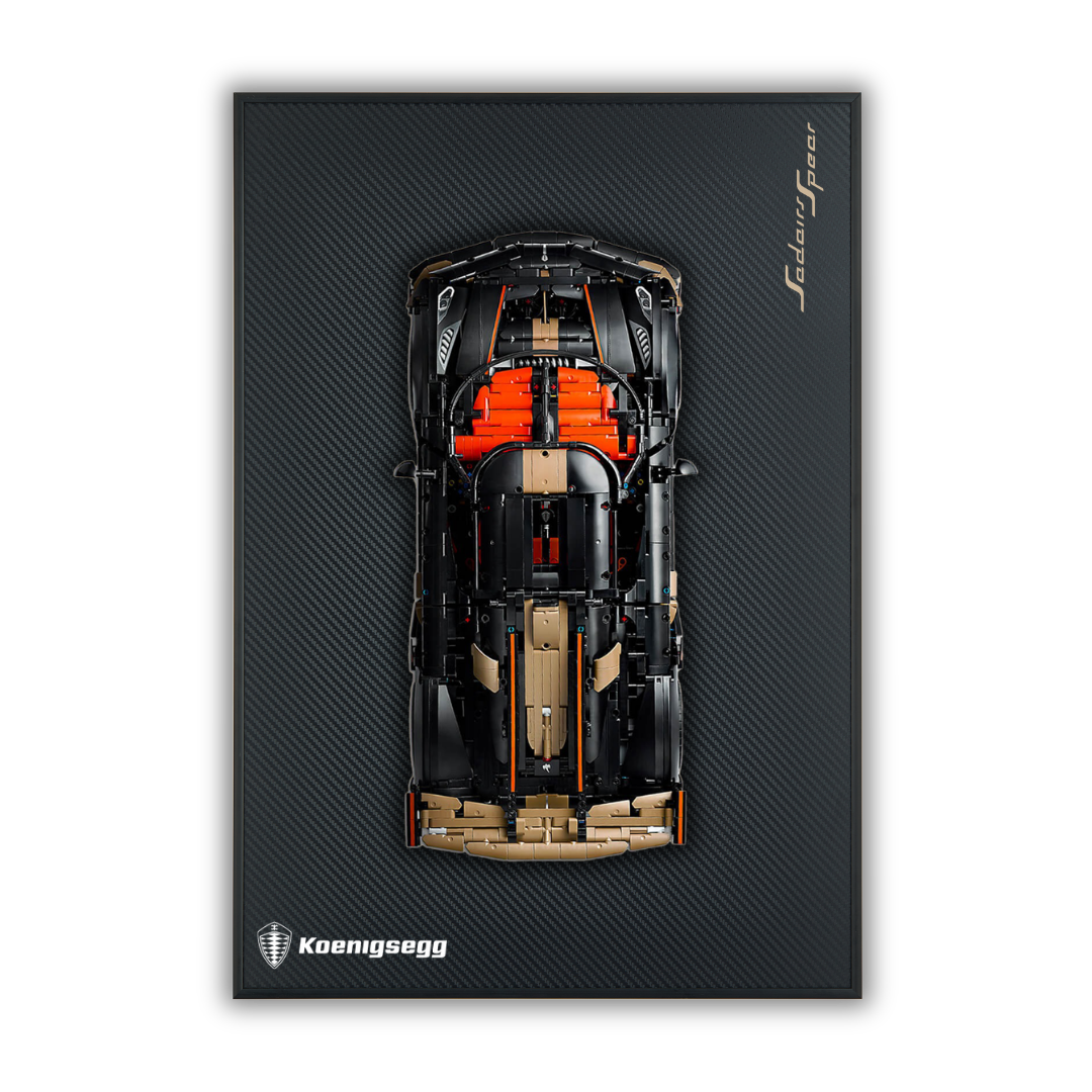 Acrylic Carbon Fiber Black Wall Mount Display Frame for LEGO Koenigsegg Sadair's Spear Megacar 42232
