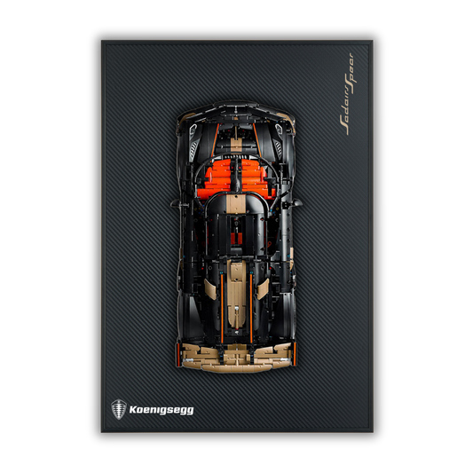 Acrylic Carbon Fiber Black Wall Mount Display Frame for LEGO Koenigsegg Sadair's Spear Megacar 42232