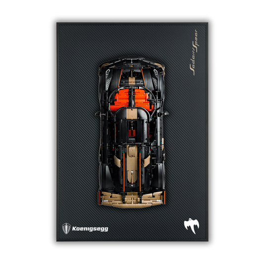 Acrylic Carbon Fiber Black Wall Mount Display Frame for LEGO Koenigsegg Sadair's Spear Megacar 42232