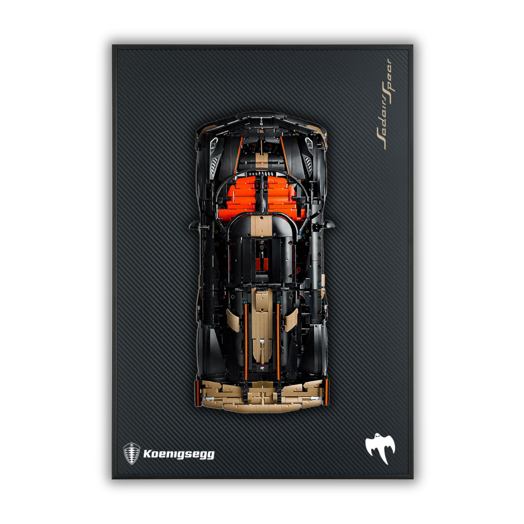 Acrylic Carbon Fiber Black Wall Mount Display Frame for LEGO Koenigsegg Sadair's Spear Megacar 42232