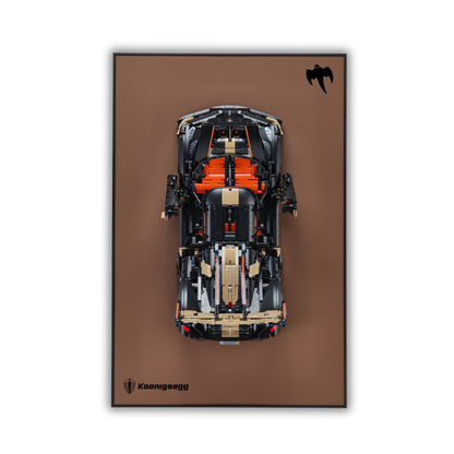 Classic Brown Leather Wall Mount Display for LEGO® Technic™ White Koenigsegg Sadair's Spear Megacar 42232