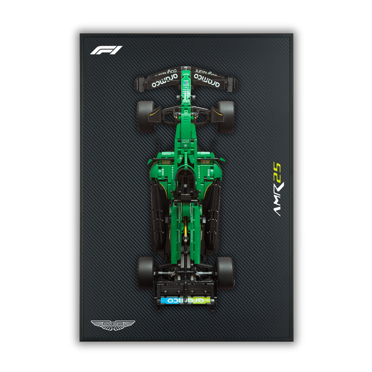 Acrylic Carbon Fiber Black Wall Mount Display Frame for LEGO Aston Martin Aramco AMR25 F1 42240
