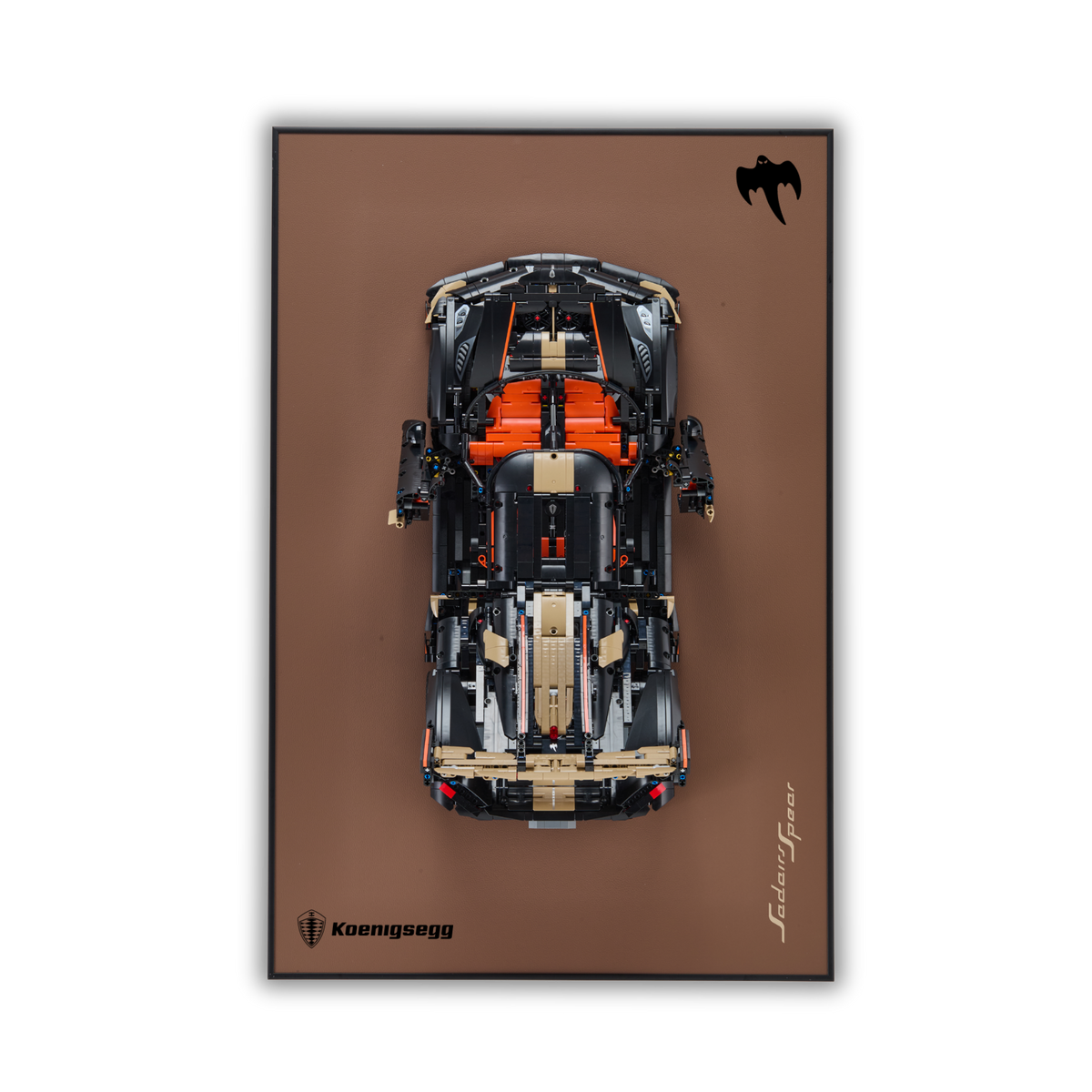 Classic Brown Leather Wall Mount Display for LEGO® Technic™ Koenigsegg Sadair's Spear Megacar 42232 - FantasMall