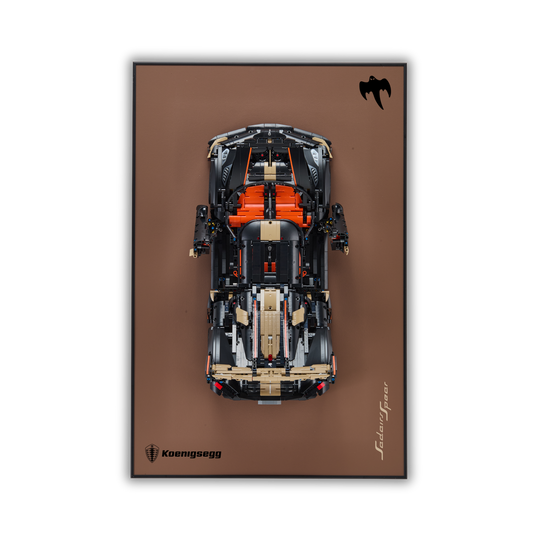 Classic Brown Leather Wall Mount Display for LEGO® Technic™ Koenigsegg Sadair's Spear Megacar 42232
