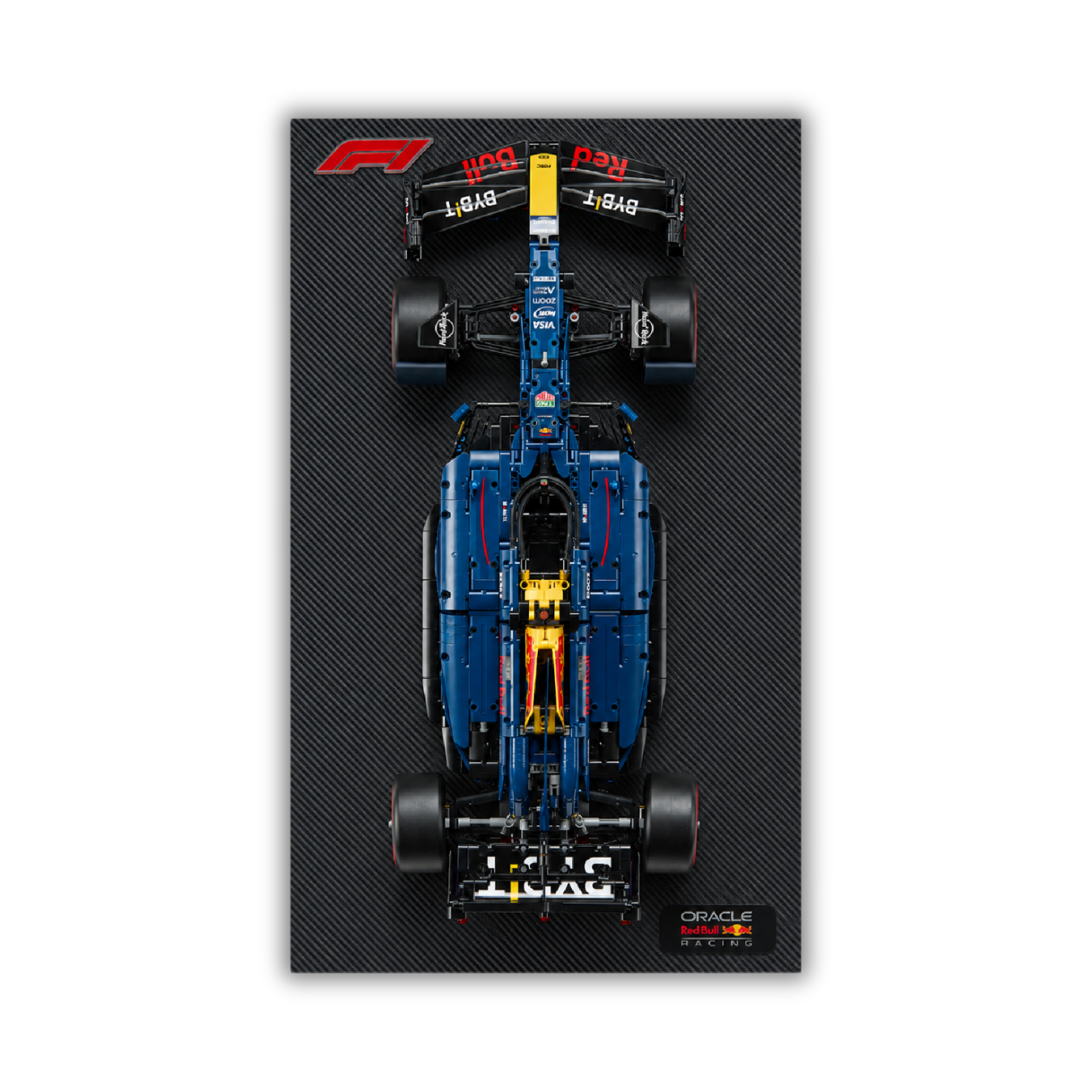 Acrylic Slim Carbon Fiber Black Wall Mount Display for LEGO Technic Red Bull Racing RB20 F1 42206