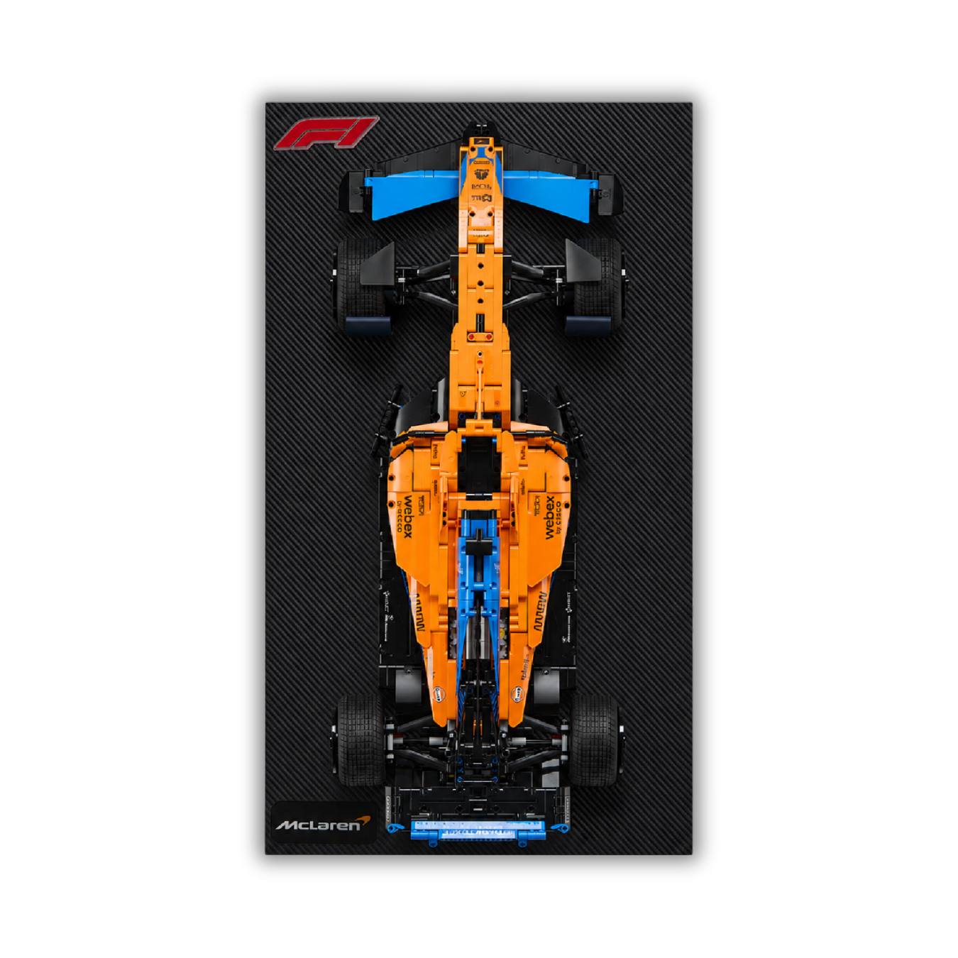 Acrylic Slim Carbon Fiber Black Wall Mount Display for LEGO Technic McLaren F1 Race Car 42141