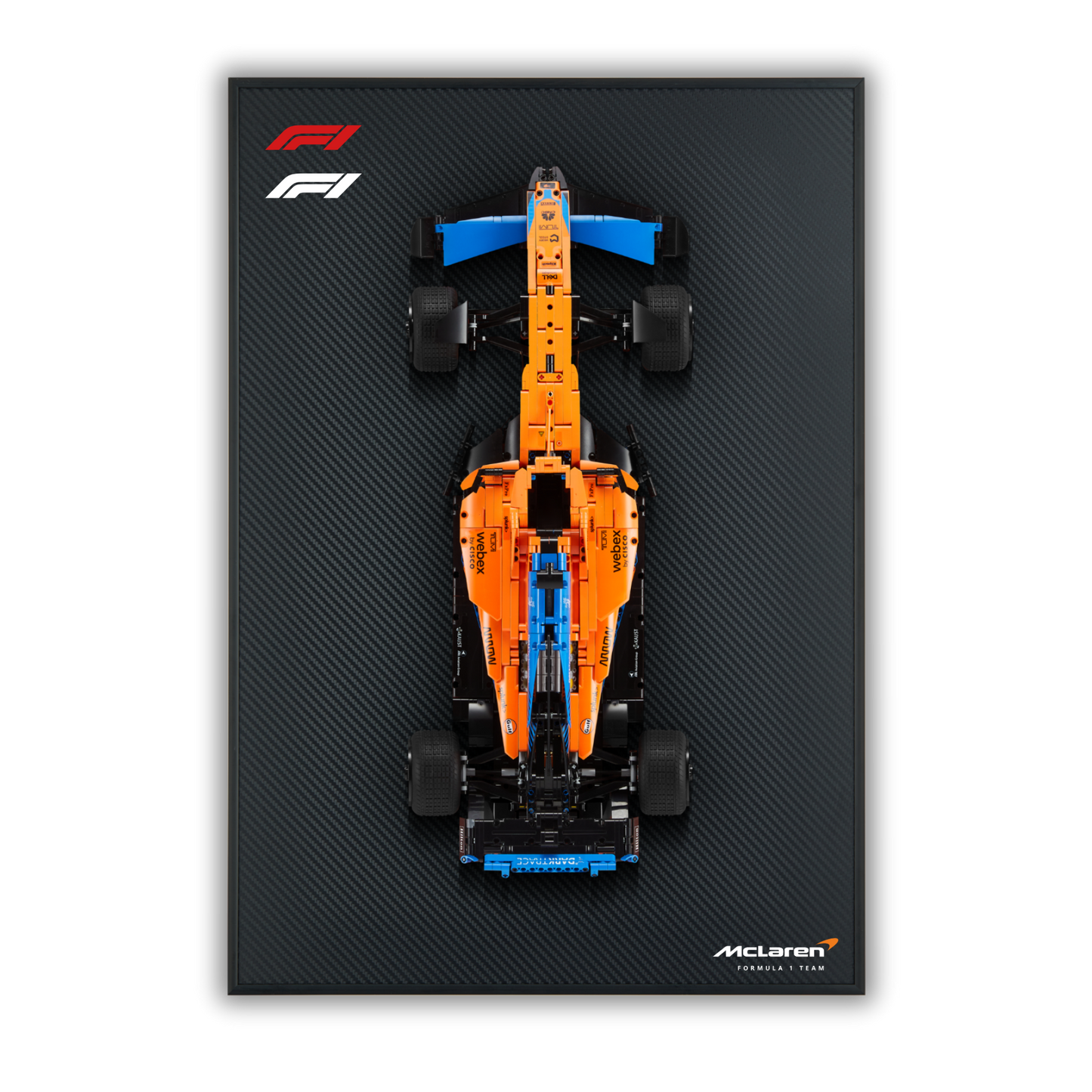 Acrylic Carbon Fiber Black Wall Mount Display Frame for LEGO McLaren F1 42141