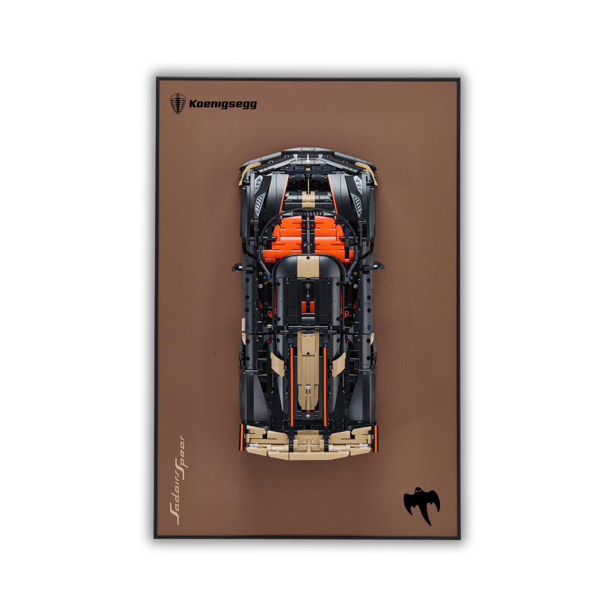 Classic Brown Leather Wall Mount Display for LEGO® Technic™ Koenigsegg Sadair's Spear Megacar 42232 - FantasMall