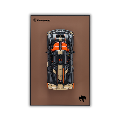 Classic Brown Leather Wall Mount Display for LEGO® Technic™ White Koenigsegg Sadair's Spear Megacar 42232