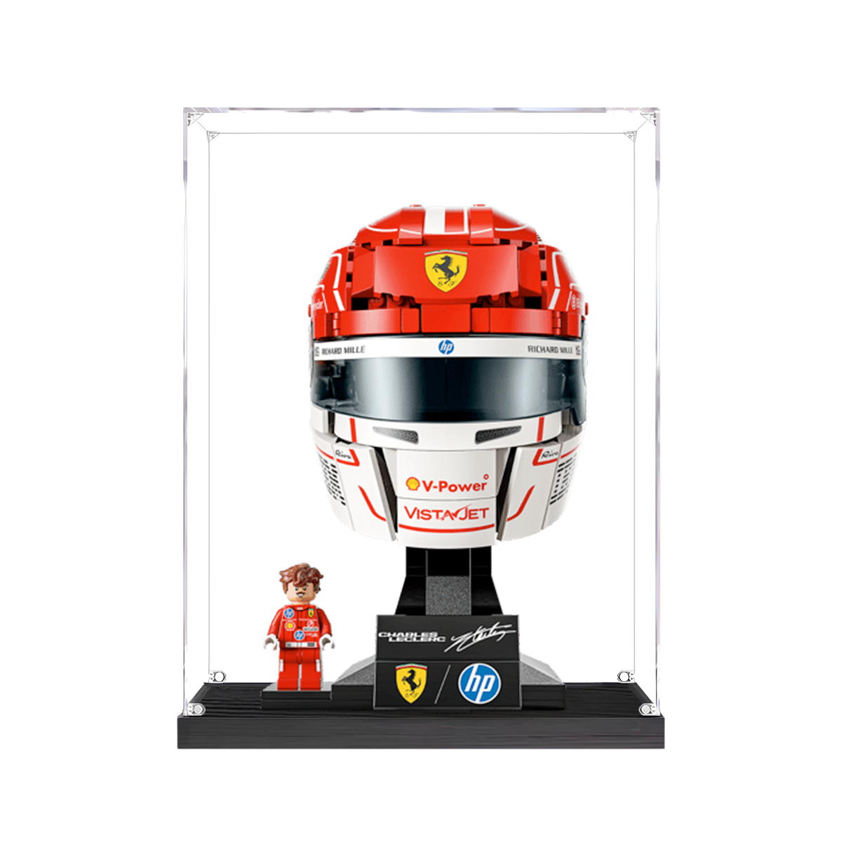 Acrylic Display Case for LEGO Scuderia Ferrari HP Charles Leclerc Helmet 43014 - FantasMall