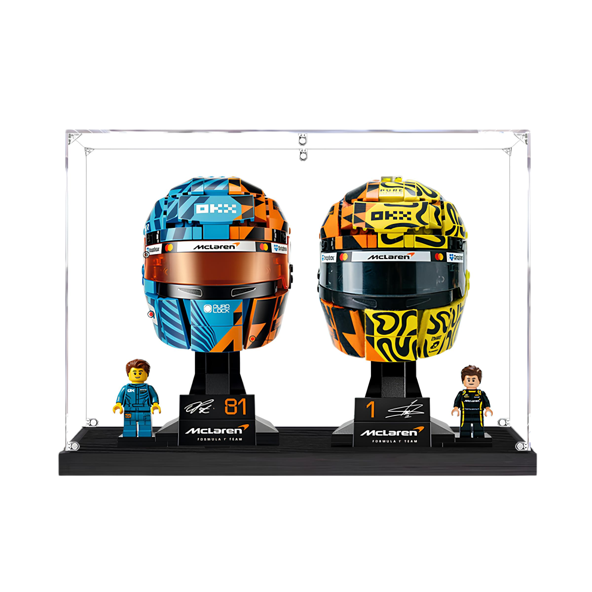 Acrylic Display Case for 2 LEGO F1 Team Helmets