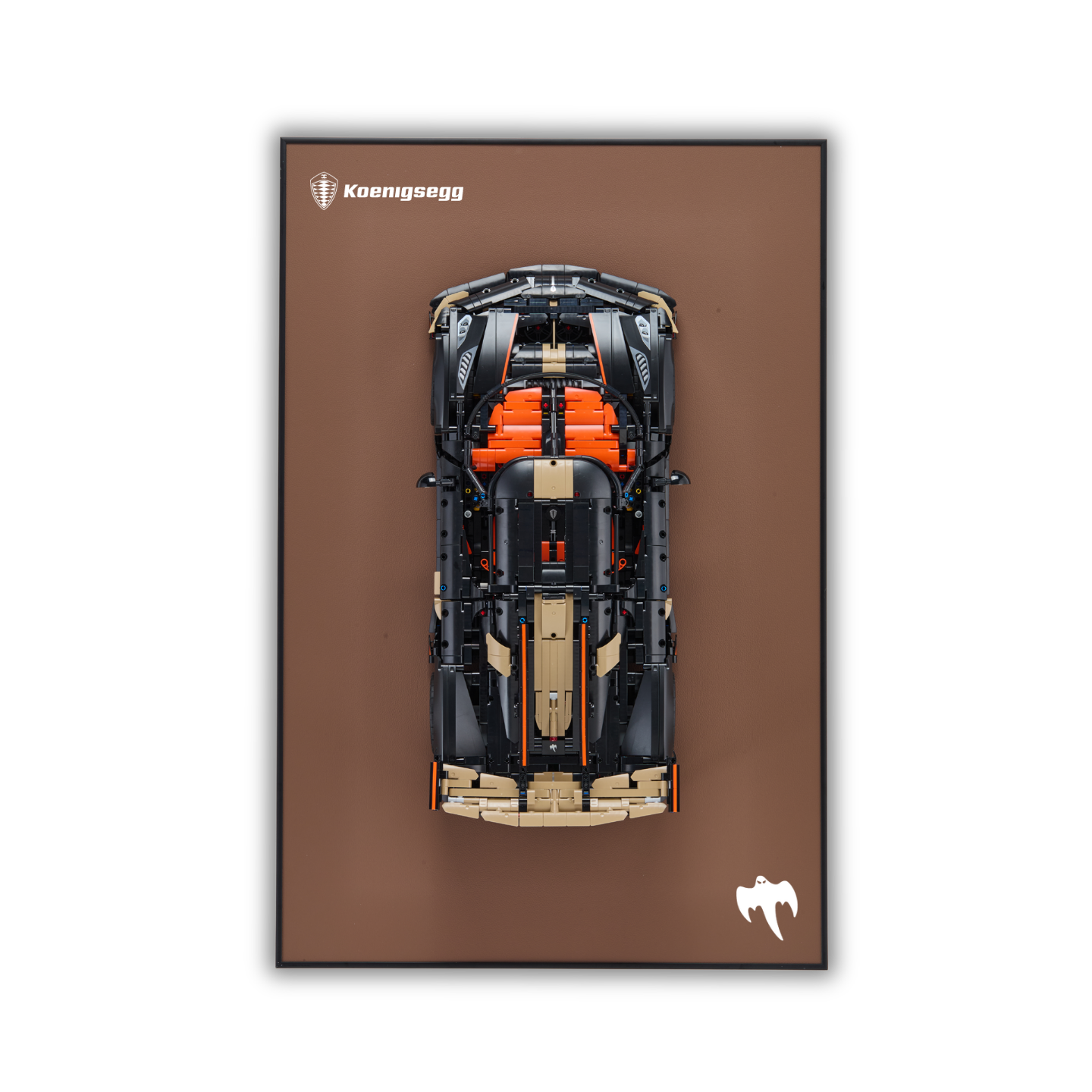 Classic Brown Leather Wall Mount Display for LEGO® Technic™ White Koenigsegg Sadair's Spear Megacar 42232