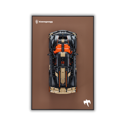 Classic Brown Leather Wall Mount Display for LEGO® Technic™ White Koenigsegg Sadair's Spear Megacar 42232