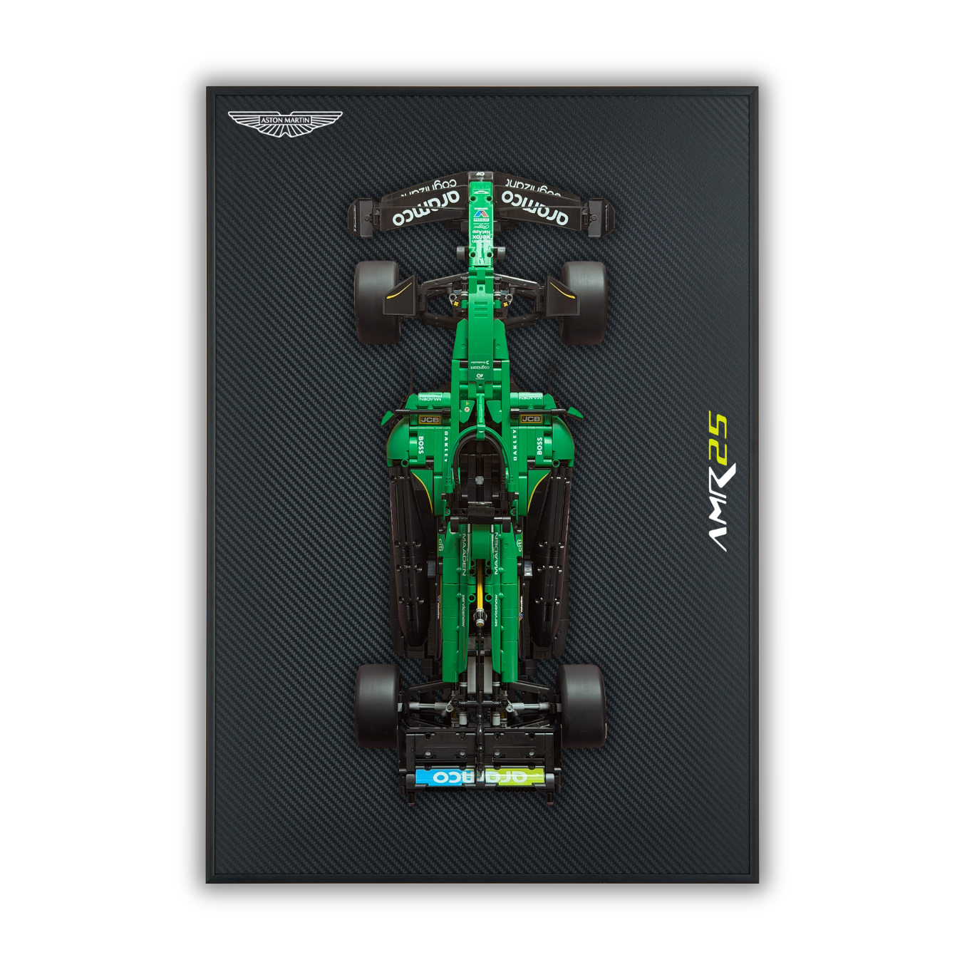 Acrylic Carbon Fiber Black Wall Mount Display Frame for LEGO Aston Martin Aramco AMR25 F1 42240