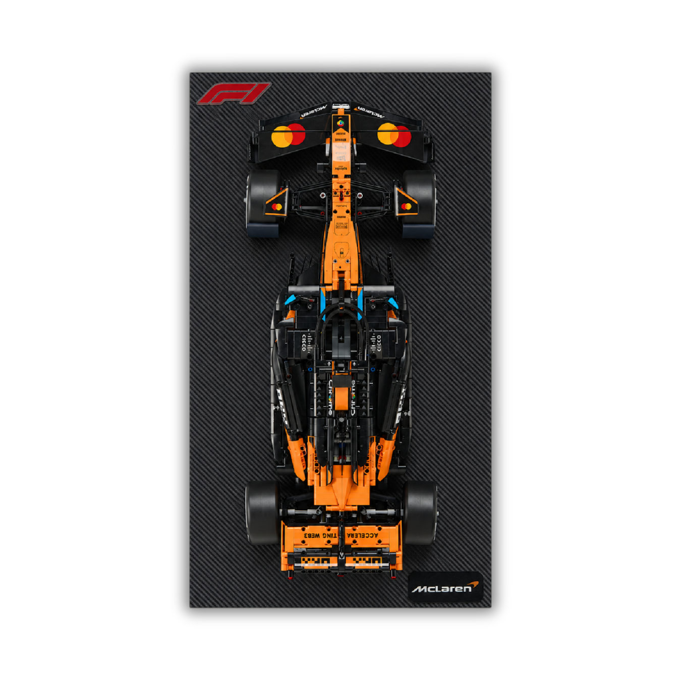 Acrylic Slim Carbon Fiber Black Wall Mount Display for LEGO Technic McLaren MCL39 F1 42228