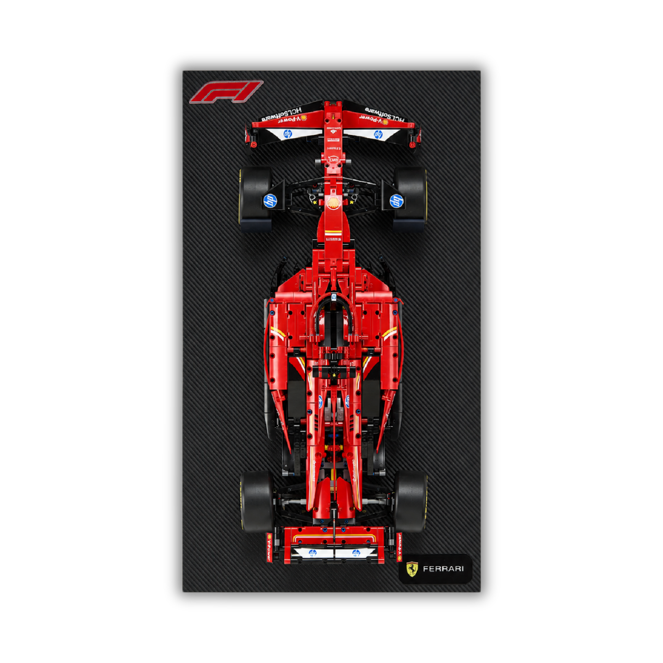 Acrylic Slim Carbon Fiber Black Wall Mount Display for LEGO Technic Ferrari SF-24 F1 Car 42227