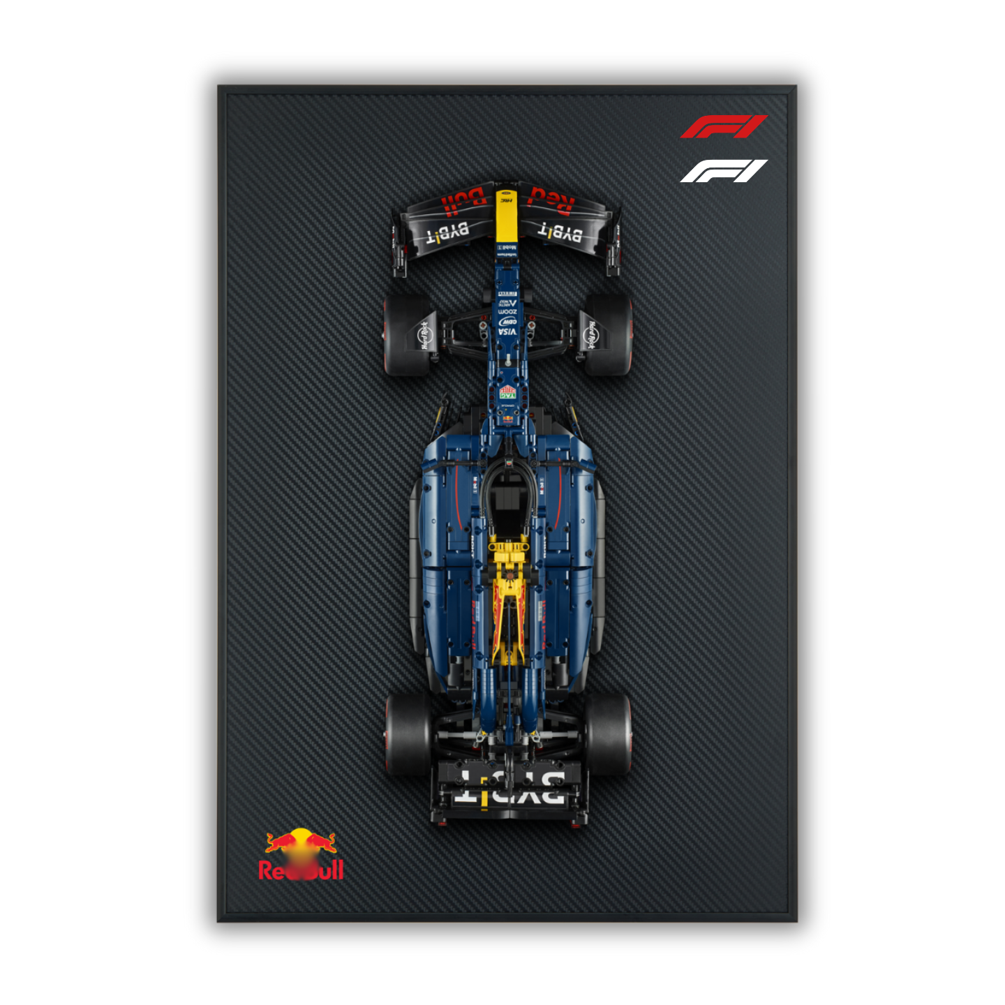 Acrylic Carbon Fiber Black Wall Mount Display Frame for LEGO Red Bull RB20 F1 42206