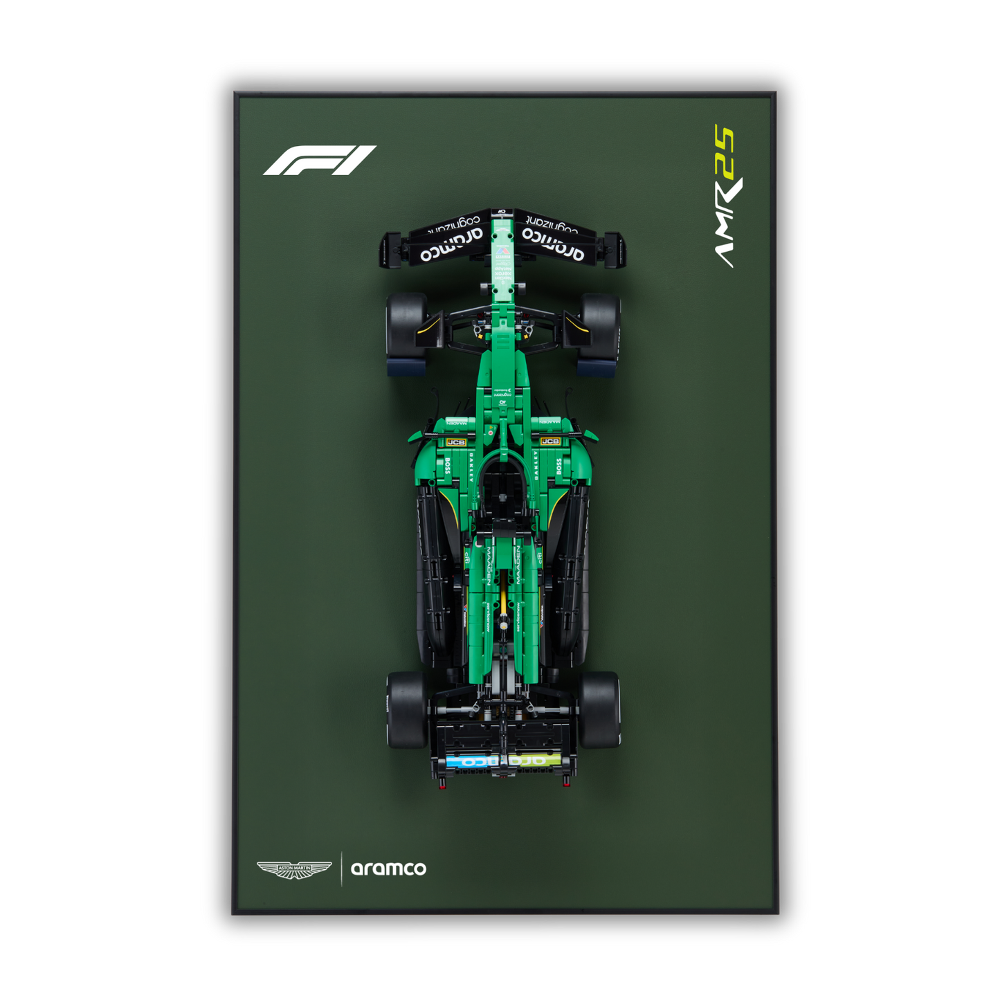 Dark Green Leather Wall Mount Display for LEGO Aston Martin Aramco AMR25 F1 42240