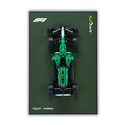 Dark Green Leather Wall Mount Display for LEGO Aston Martin Aramco AMR25 F1 42240