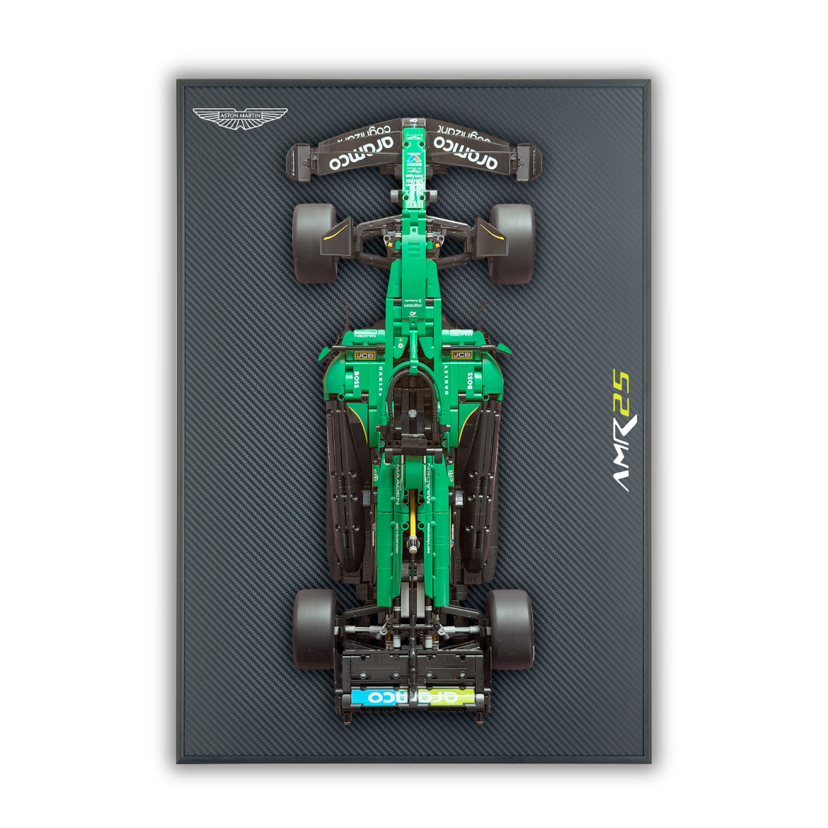 Acrylic Carbon Fiber Black Wall Mount Display Frame for LEGO Aston Martin Aramco AMR25 F1 42240