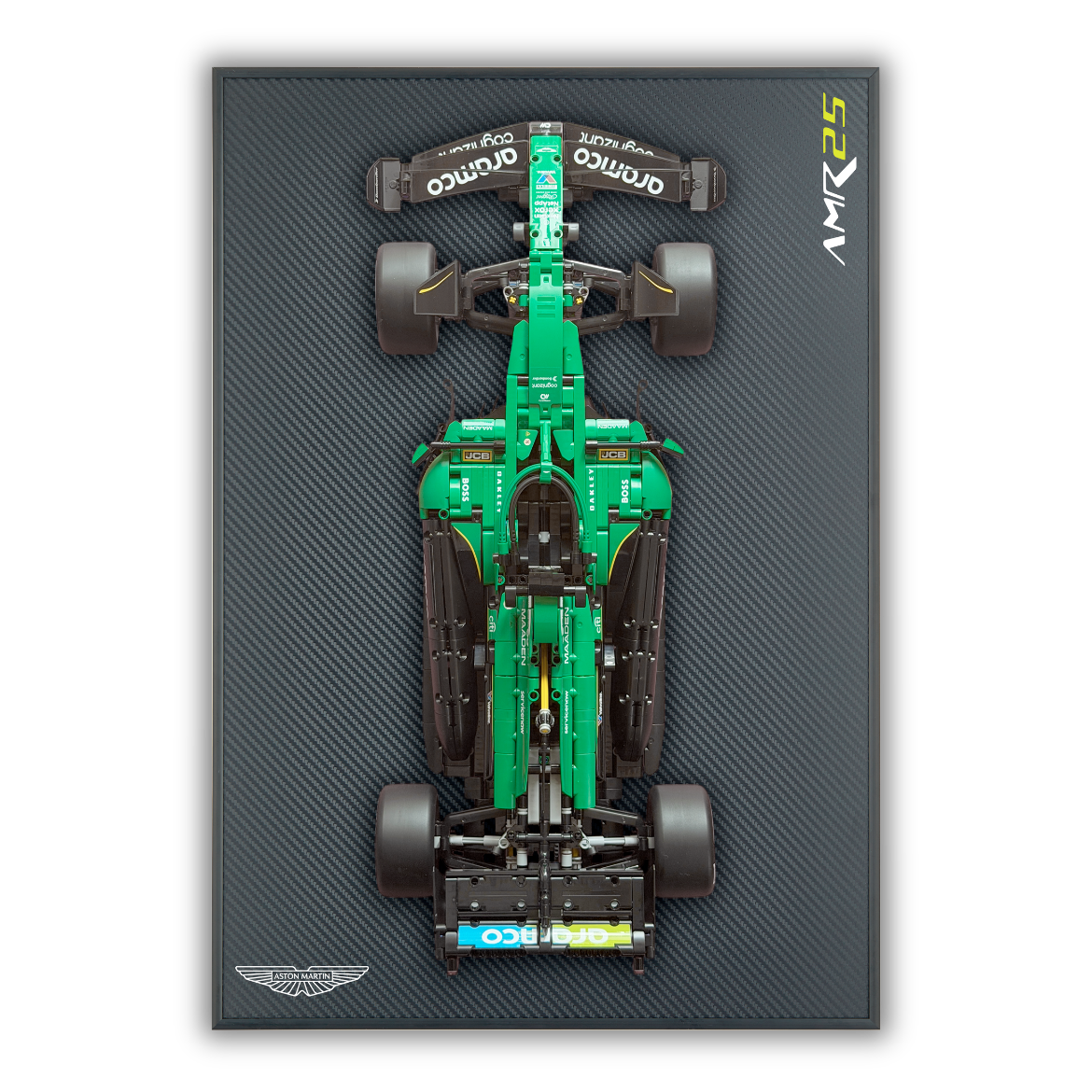 Acrylic Carbon Fiber Black Wall Mount Display Frame for LEGO Aston Martin Aramco AMR25 F1 42240