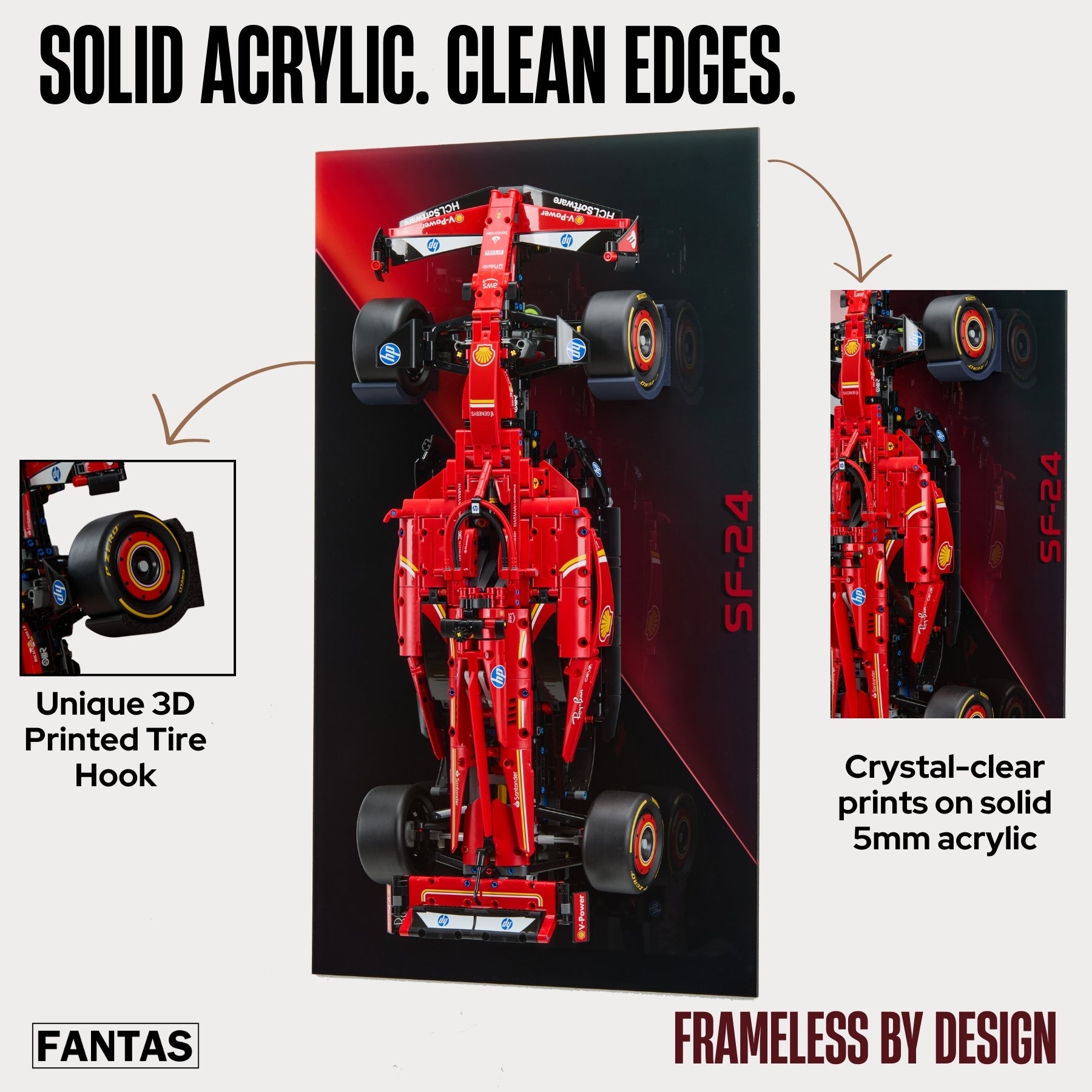 Acrylic Slim Wall Mount Display for LEGO Red Bull RB20 F1 42206