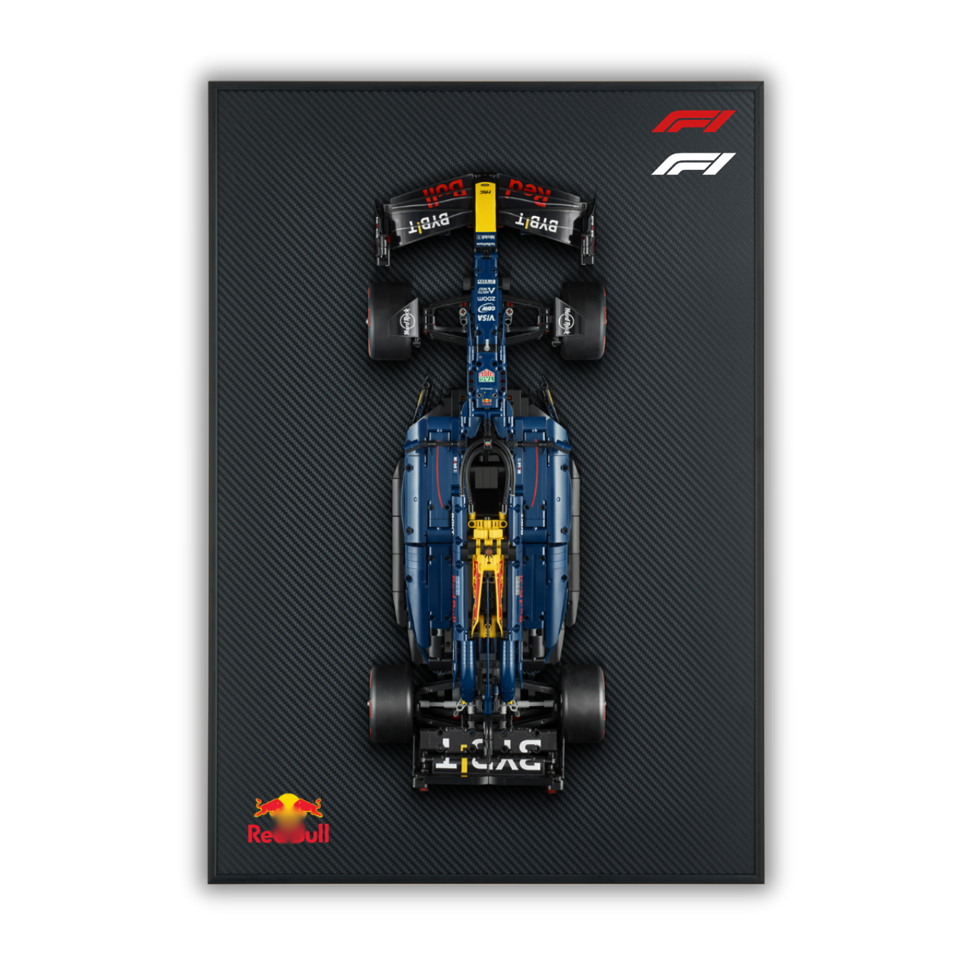 Acrylic Carbon Fiber Black Wall Mount Display Frame for LEGO Red Bull RB20 F1 42206