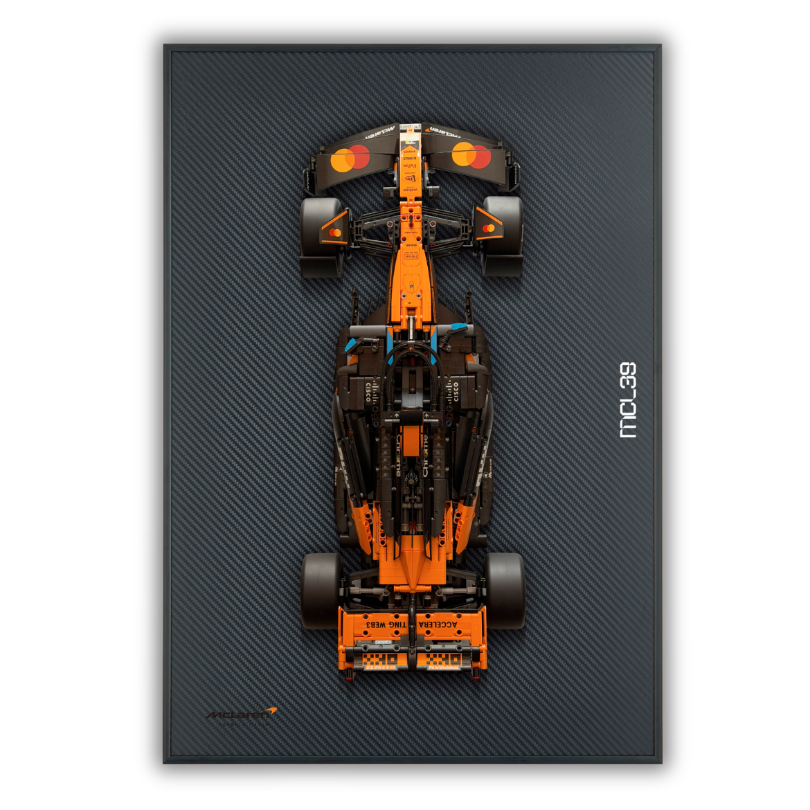 Acrylic Top-Speed Wall Mount Display for LEGO Technic McLaren MCL39 F1 42228