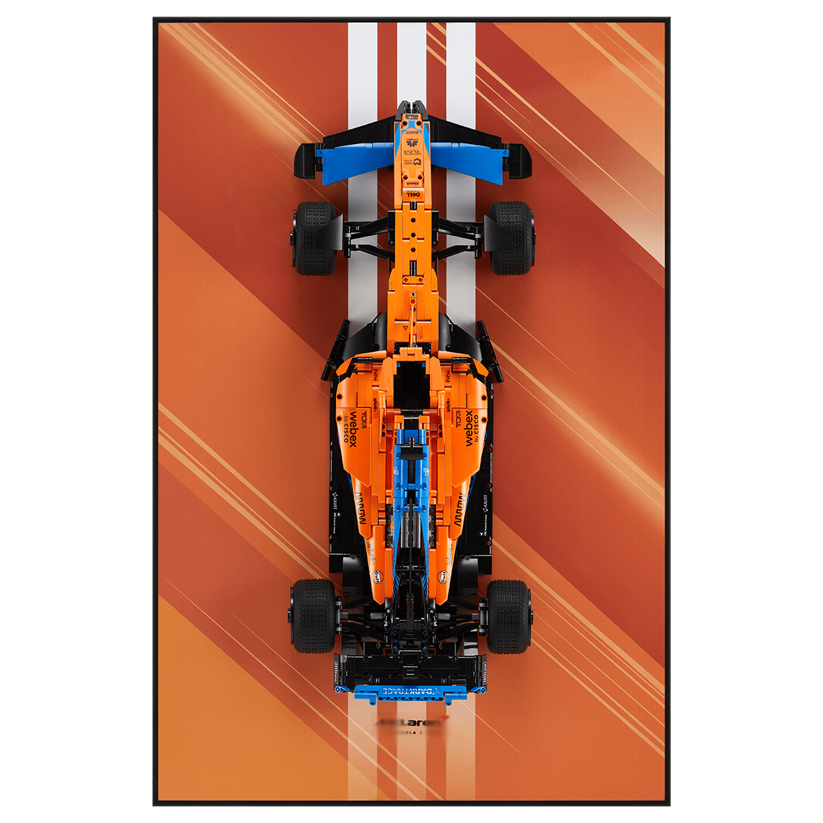 Acrylic Top-Speed Wall Mount Display for LEGO® Technic™ McLaren/Porsche Orange