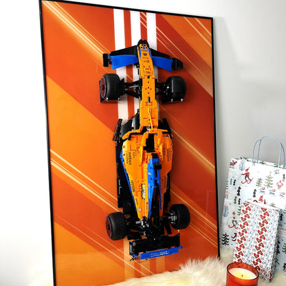 Acrylic Top-Speed Wall Mount Display for LEGO® Technic™ McLaren/Porsche Orange