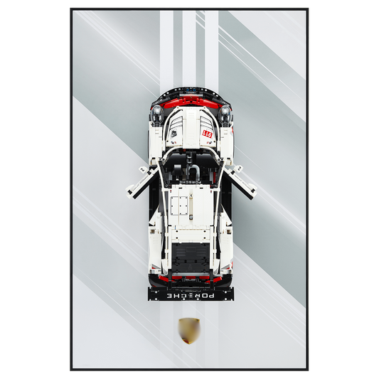 Acrylic Top-Speed Wall Mount Display for LEGO® Technic™ Porsche White