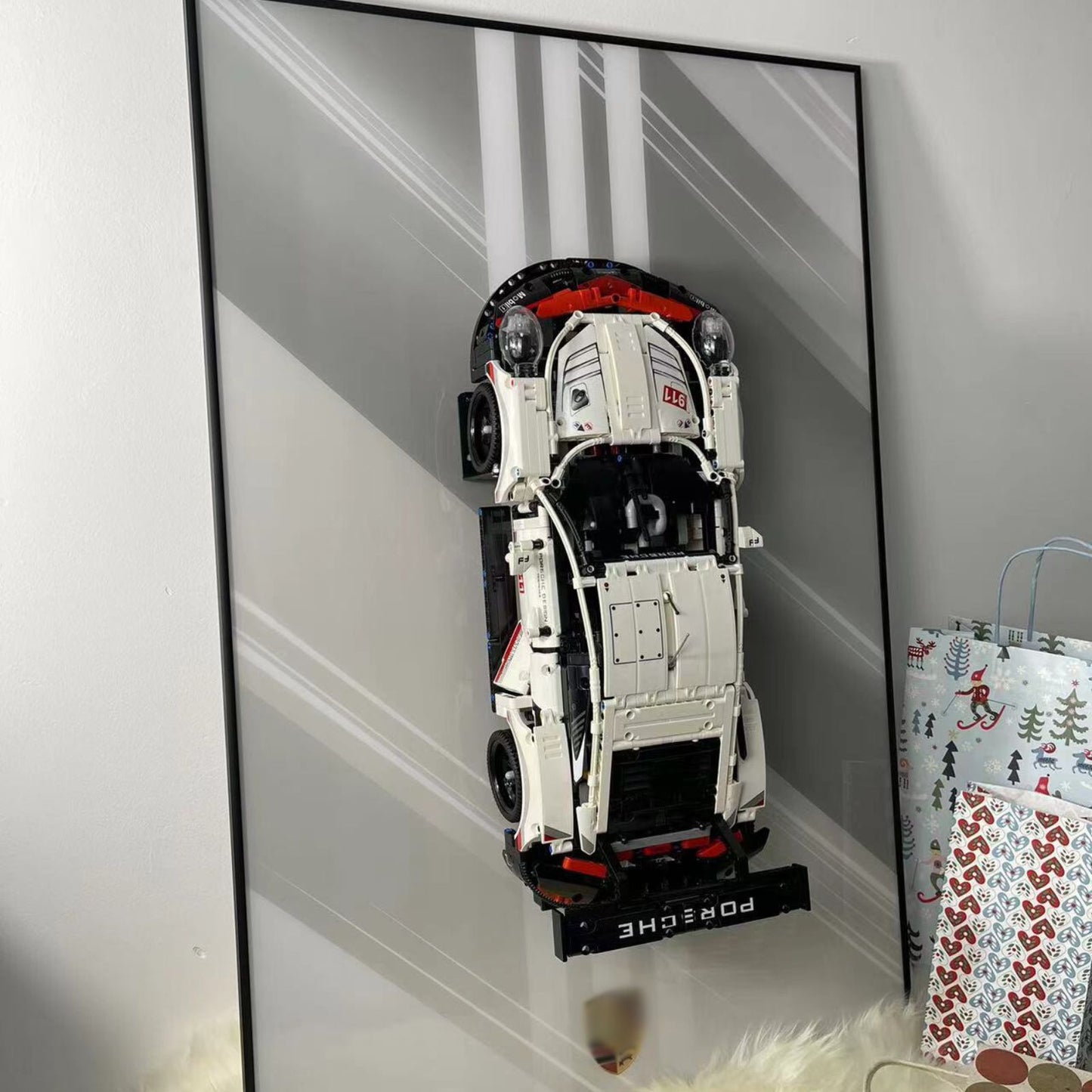 Acrylic Top-Speed Wall Mount Display for LEGO® Technic™ Porsche White