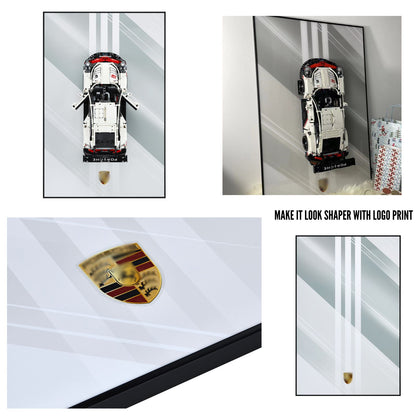 Acrylic Top-Speed Wall Mount Display for LEGO® Technic™ Porsche White