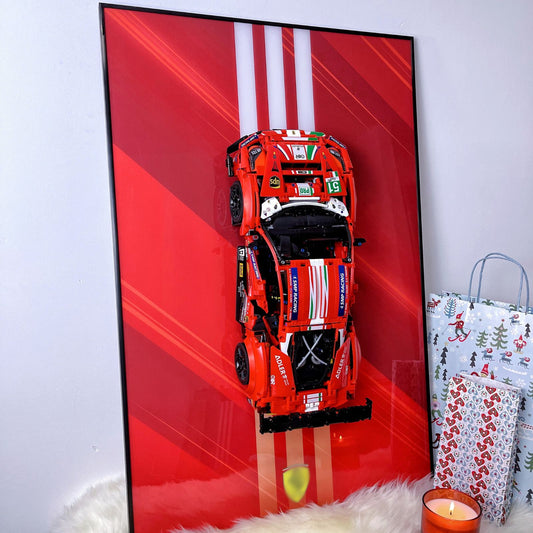 Acrylic Top-Speed Wall Mount Display for LEGO Ferrari 488 GTE  42125